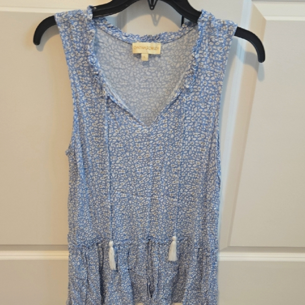 Cynthia Rowley Blue Patterned Blouse Tank Top